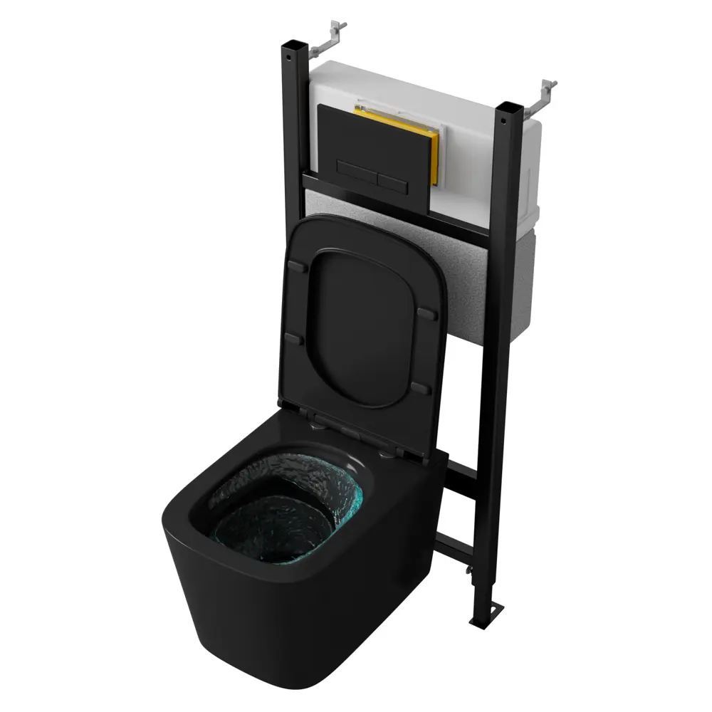 Комплект инсталляция с унитазом Moneron Black Tornado 4в1, безободковый с микролифтом, клавиша цвет черный 89374331 STLM-2109673 Santreyd - Вид №1
