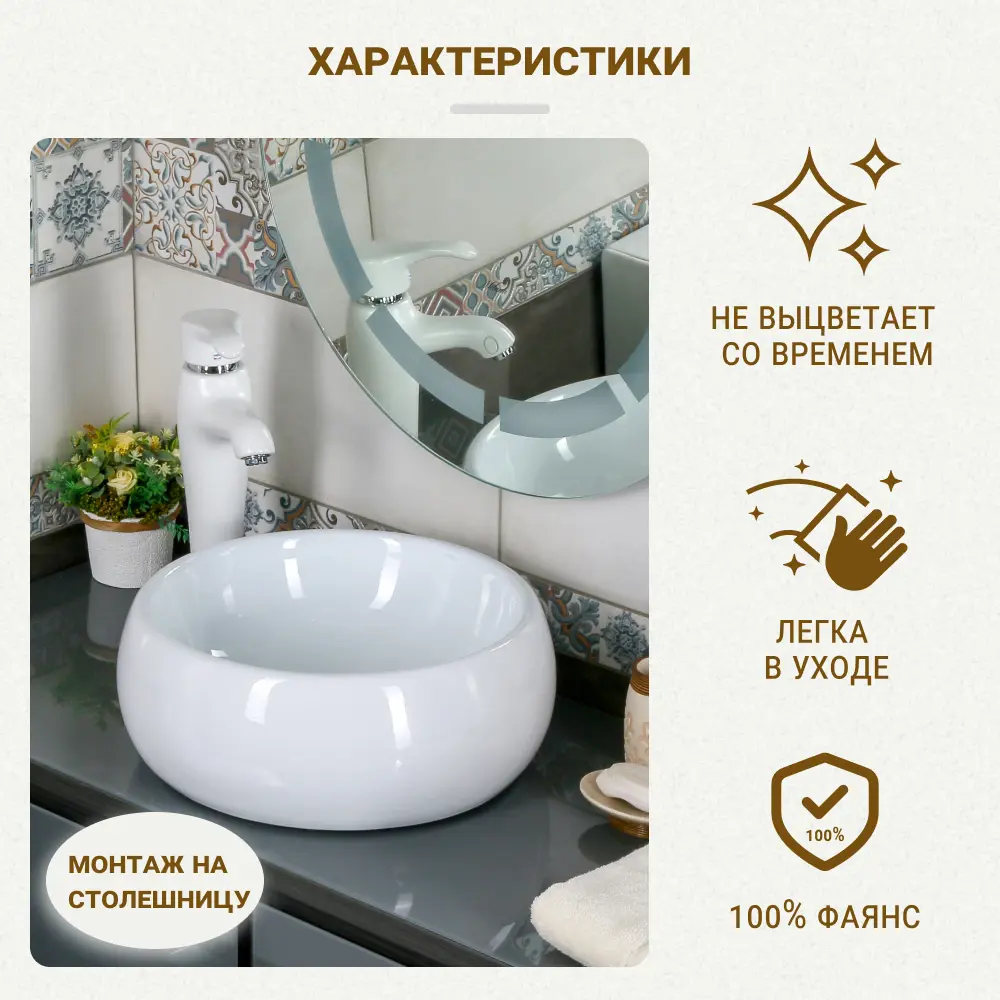 Раковина Melana MLN-5004 накладная 41 см Pepo STLM-2030303 - Вид №3