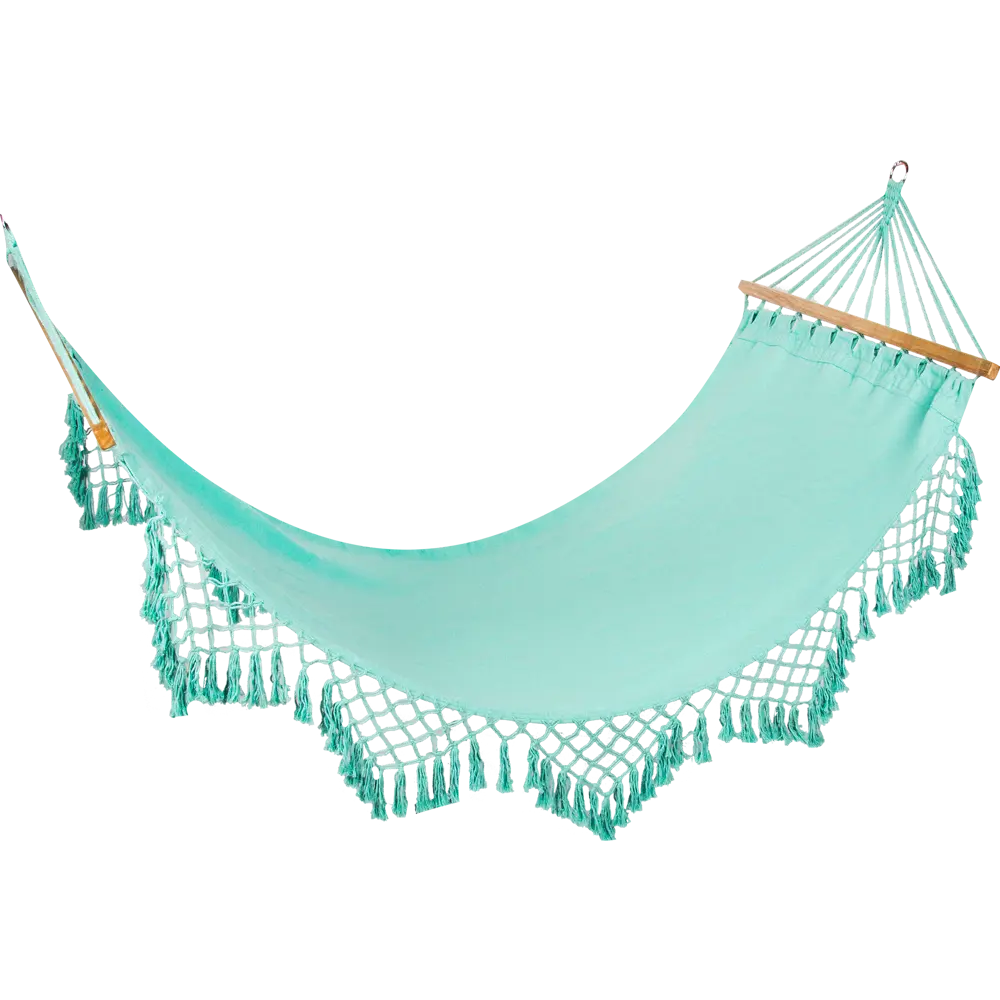 Гамак садовый с бахромой 100x200 см, хлопок, цвет голубой Santreyd STLM-2007092