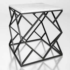 Приставной столик черный с белой мраморной столешницей 45 см "Монк" АЛЕТАН  350911 Белый;черный