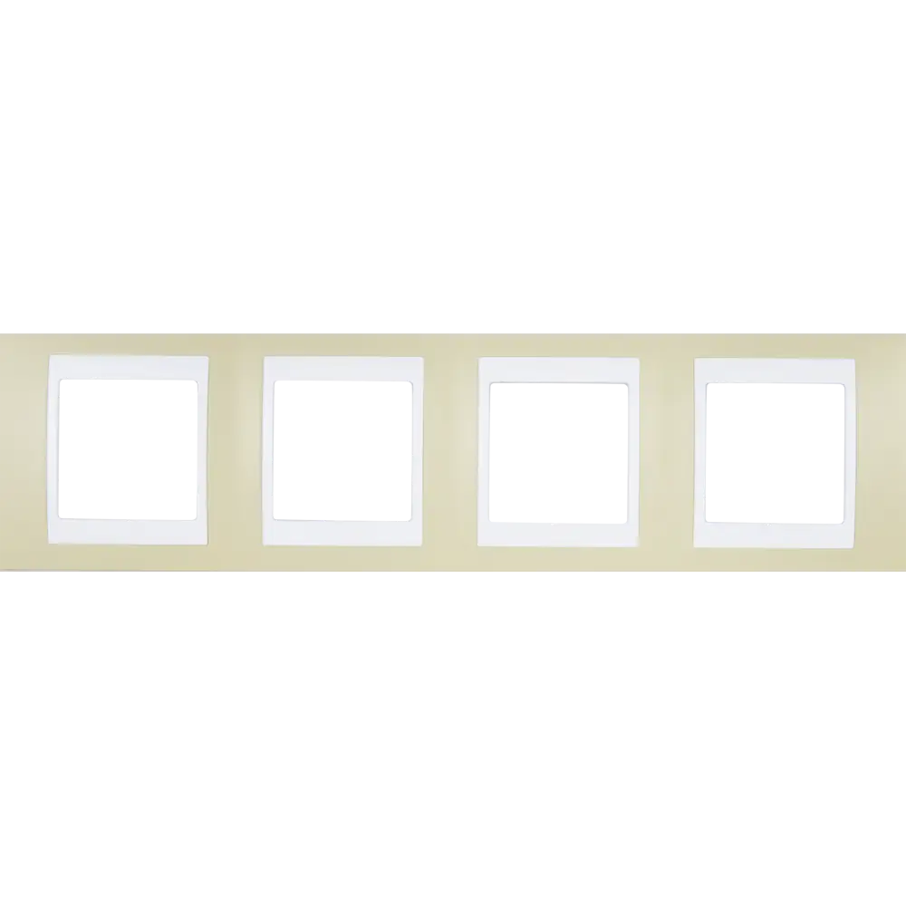 Рамка для розеток и выключателей Systeme Electric Unica 4 поста, цвет зелёное яблоко/бежевый STLM-2032659