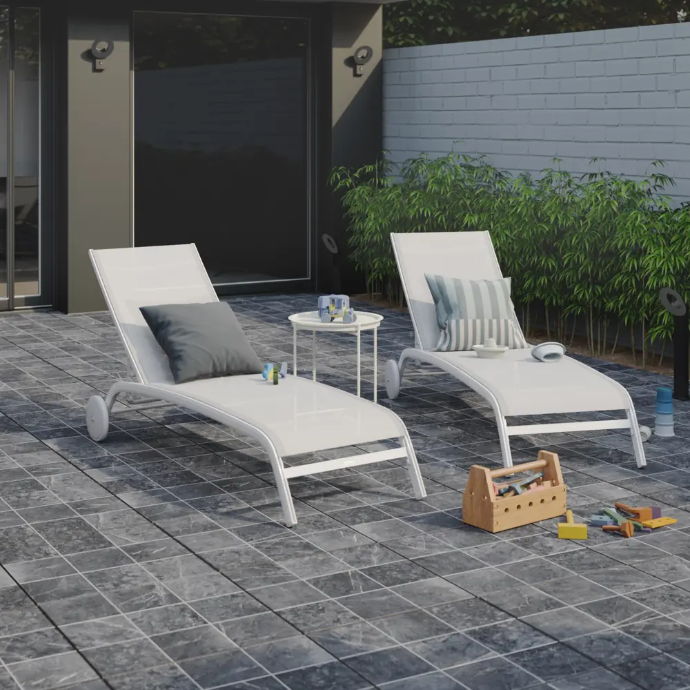Шезлонг Naterial Lyra II 207x63x95 см алюминий/текстилен белый STLM-2136262 - Вид №21