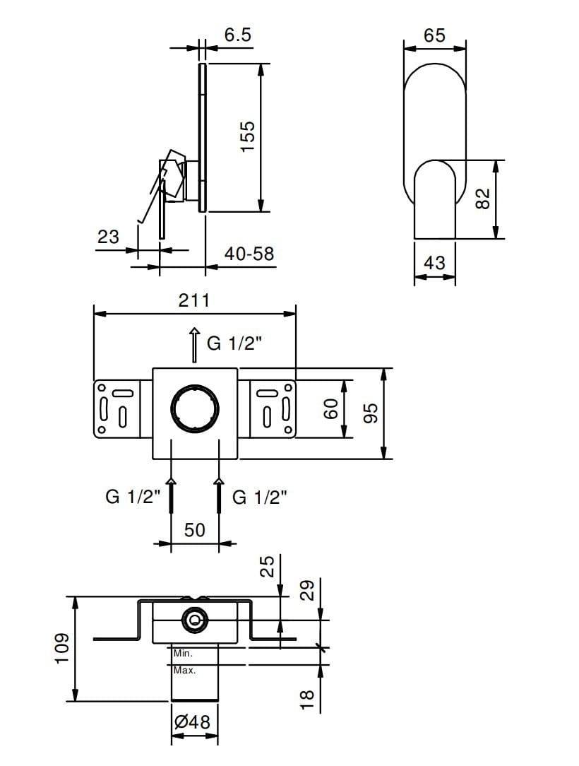 Смеситель для душа с ручным душем Fantini Rubinetti море ARCH-00071232 - Вид №2
