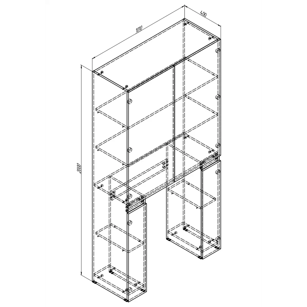 Пенал под стиральную машинку 100x200x40 см, цвет белый Santreyd ПЕНАЛ ПОД СТИРАЛЬНУЮ МАШИНКУ 1000 STLM-2178468 - Вид №2