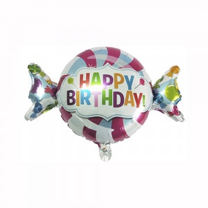 32 Фигурные шары из фольги 03 1 шт. "Конфета Happy Birthday", 18"/45 см Патибум