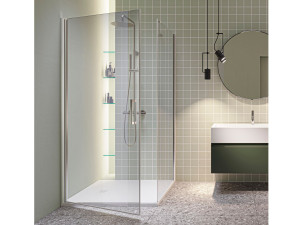 Алюминиевая и стеклянная угловая душевая кабина с распашной дверью