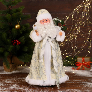 Фигура новогодняя Дед Мороз В белой шубке с подарками 43 см ЗИМНЕЕ ВОЛШЕБСТВО