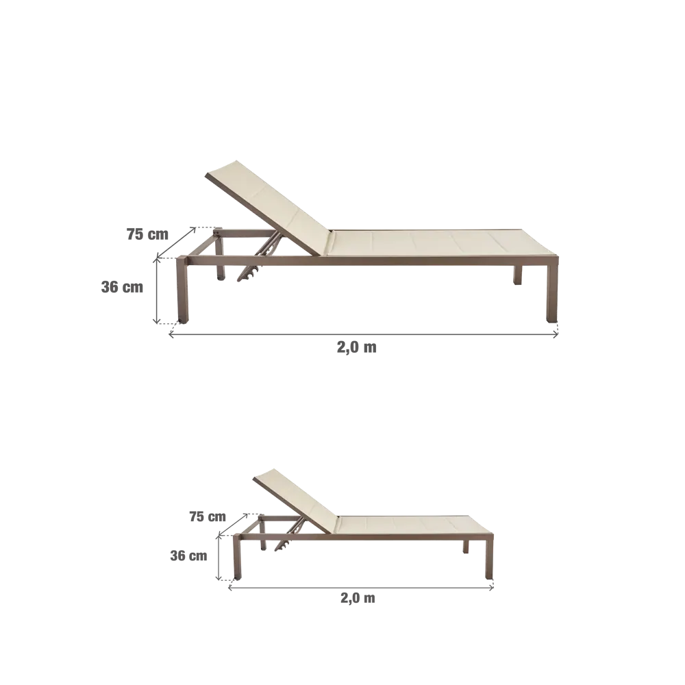 Шезлонг Naterial Aquila II 200x36x75 см алюминий/текстилен бежевый/коричневый STLM-2085430 - Вид №17