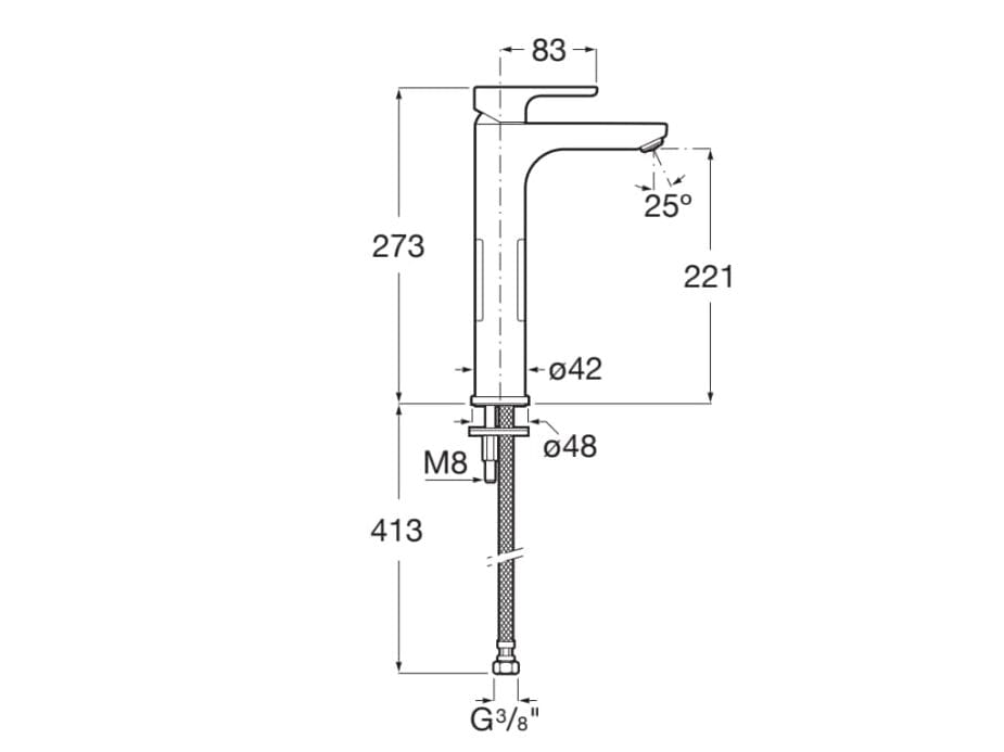 Высокий смеситель для раковины без слива Roca L20 ARCH-00051511 - Вид №1