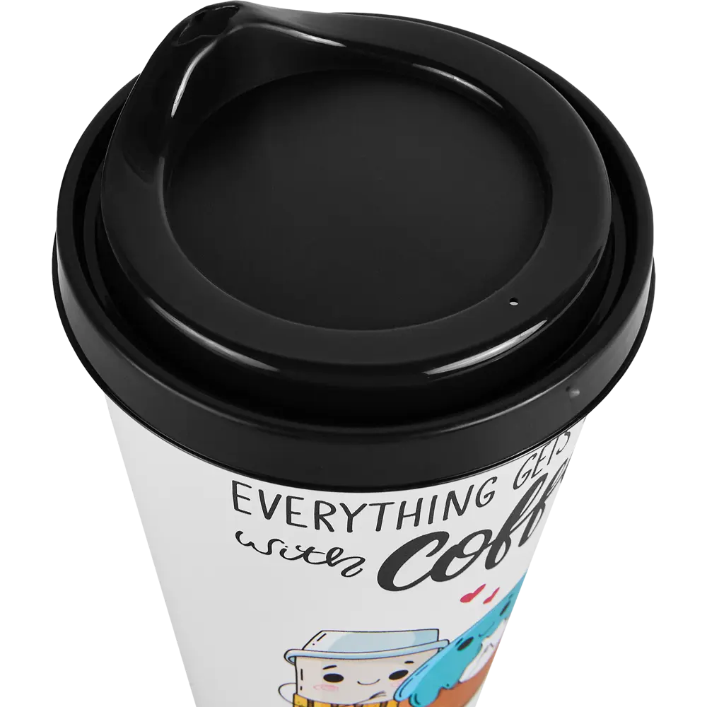 Стакан с крышкой Delinia Everything Gets Better With Coffee 420 мл пластик цвет белый 88780883 STLM-2198327  - Вид №3