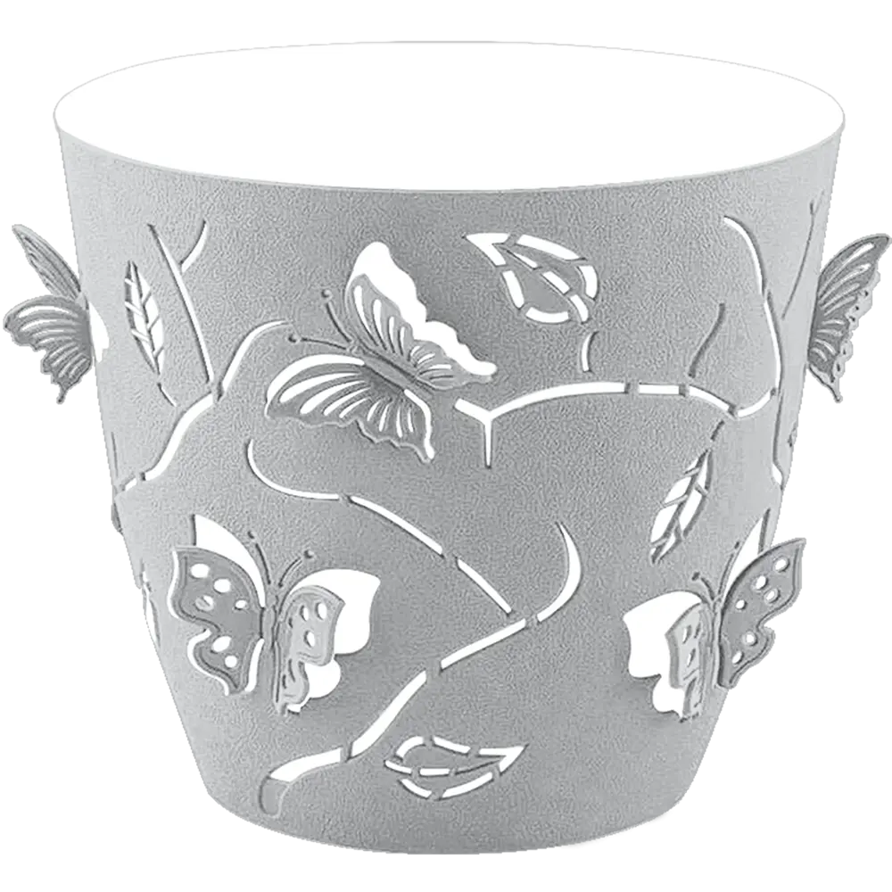 Горшок цветочный ø17.5 h16.4 см v2.5 л пластик серый Santreyd Butterflies STLM-2029810