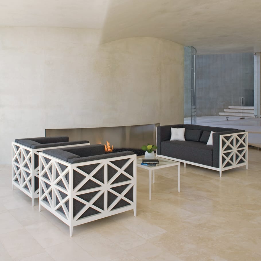 Квадратный алюминиевый и стеклянный журнальный столик JANUS et Cie Azimuth ARCH-00046138 - Вид №1