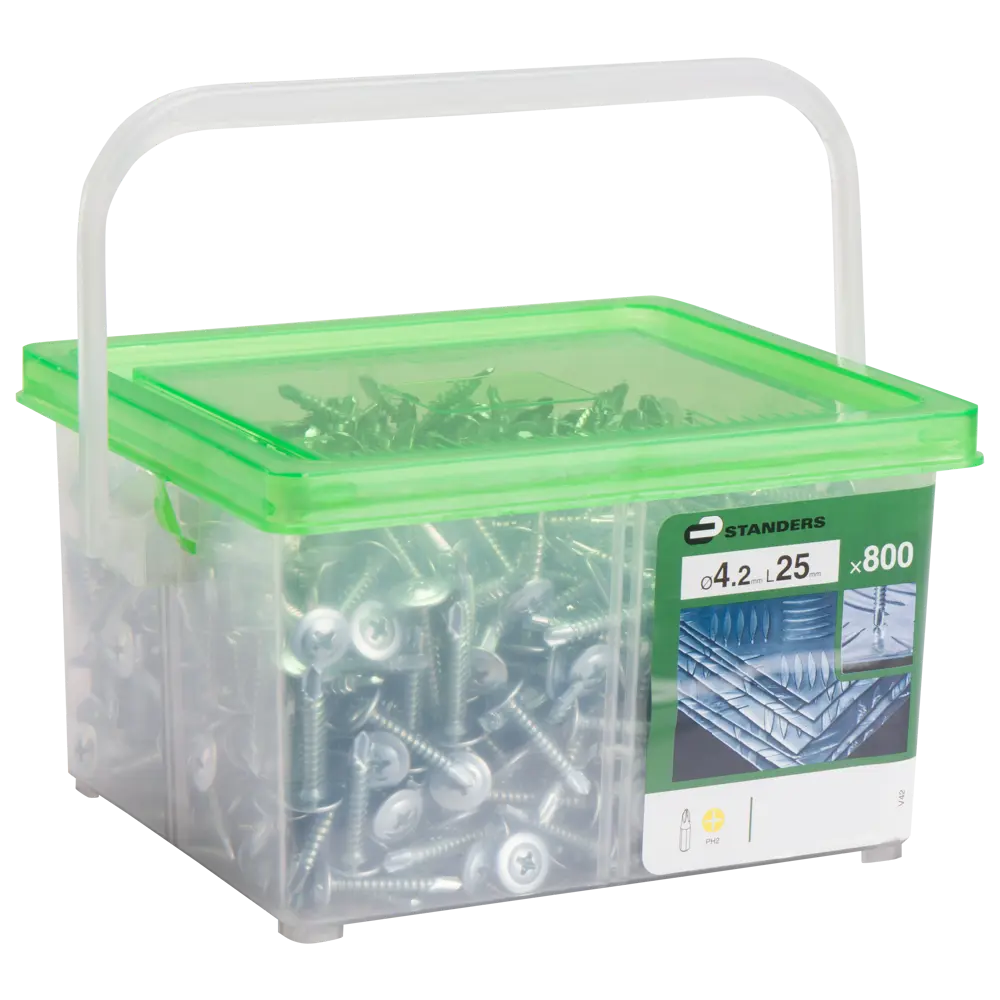 Саморезы по металлу Standers с пресс-шайбой со сверлом оцинкованные 4.2x25 800 шт STLM-2016159 - Вид №1