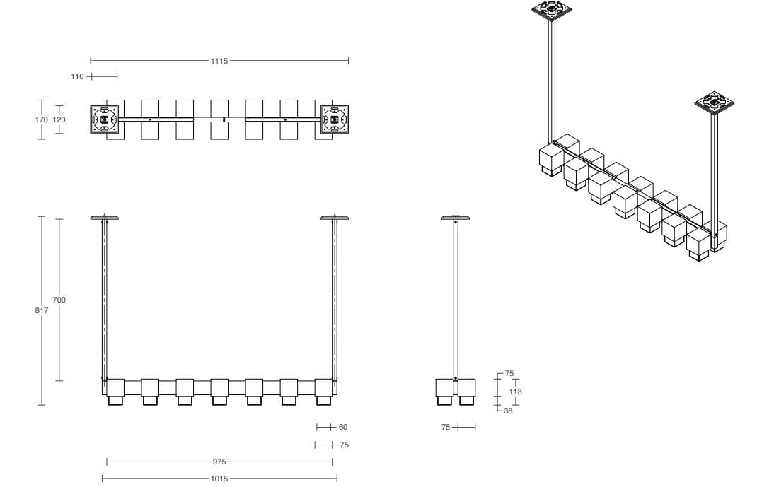 Металлический светодиодный подвесной светильник Articolo Studios куб ARCH-00045531 - Вид №7