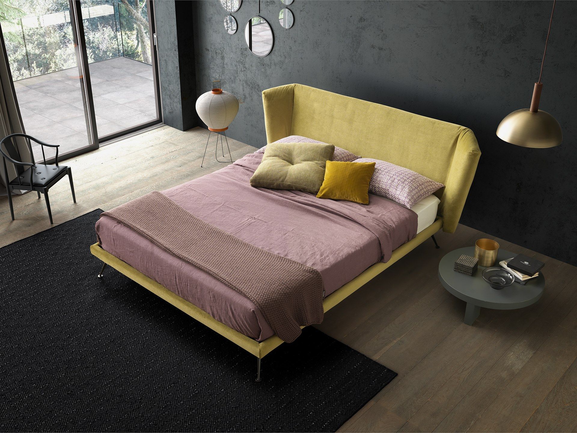 Двуспальная кровать из ткани с мягким изголовьем VALENTINI ARCH-00133411 - Вид №2