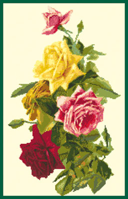 145х230кл Схема для вышивания цв. А3 ДК-312 "Букет роз" Santreyd 