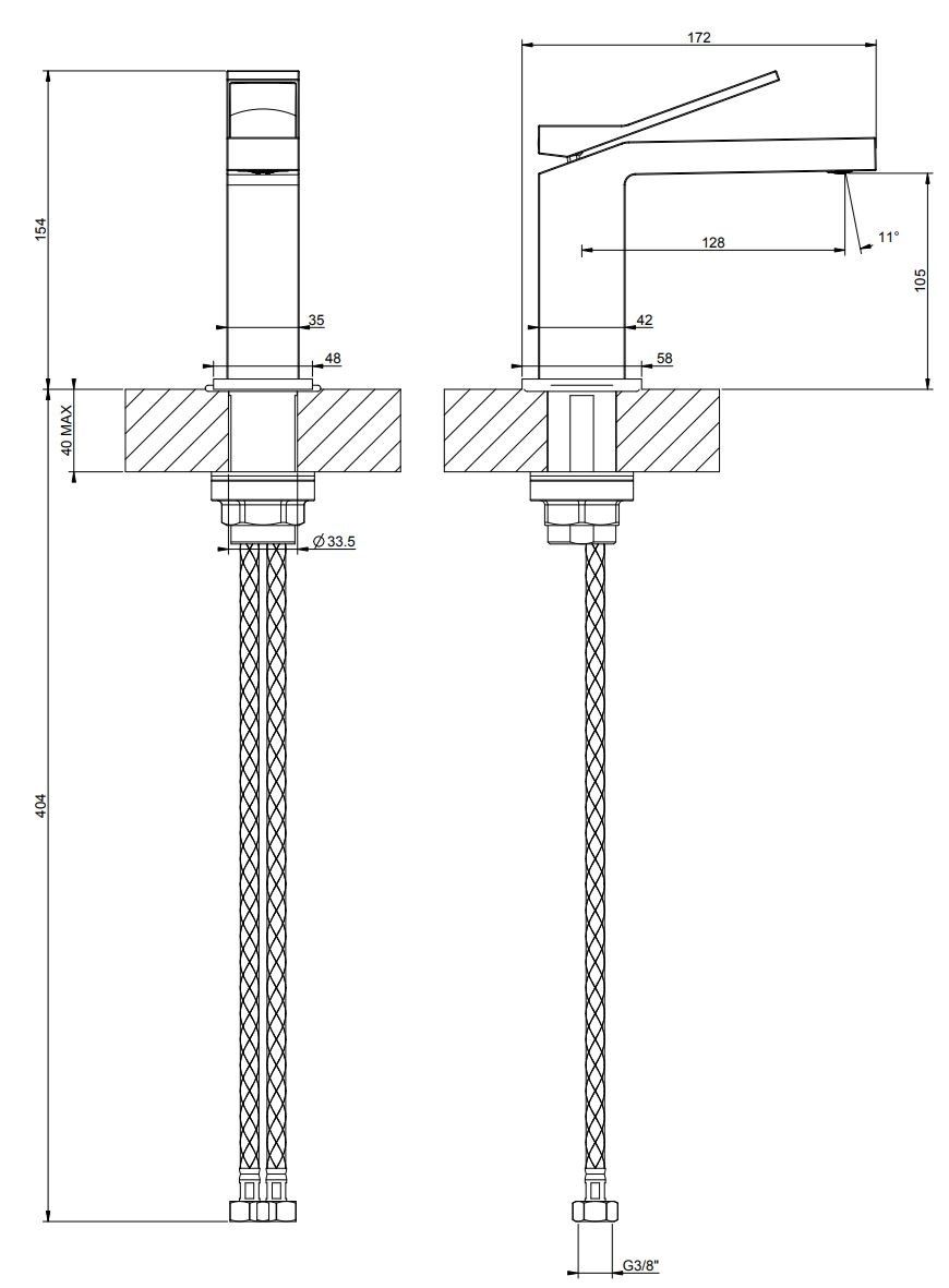 Смеситель для раковины из латуни без слива Gessi прямоугольник ARCH-00108036 - Вид №3