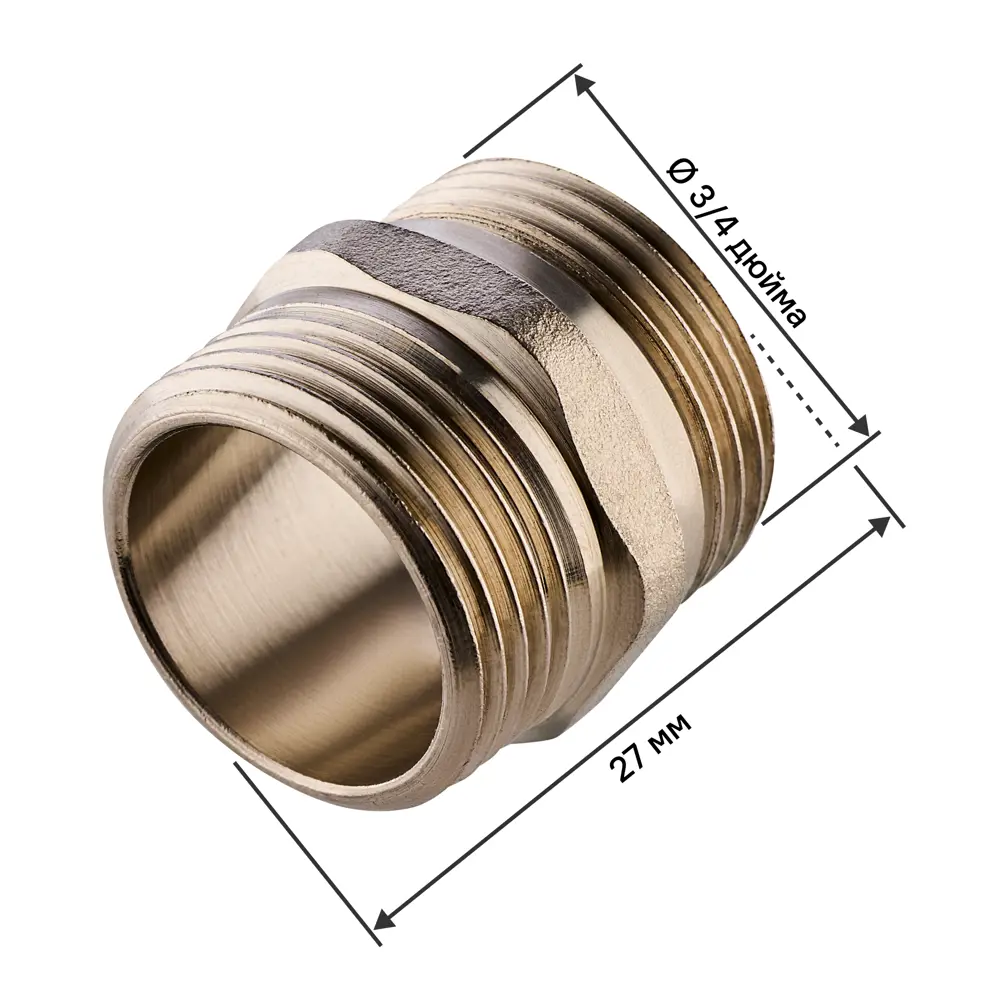 Ниппель MONLID 3/4" НР мм никелированная латунь STLM-2203452