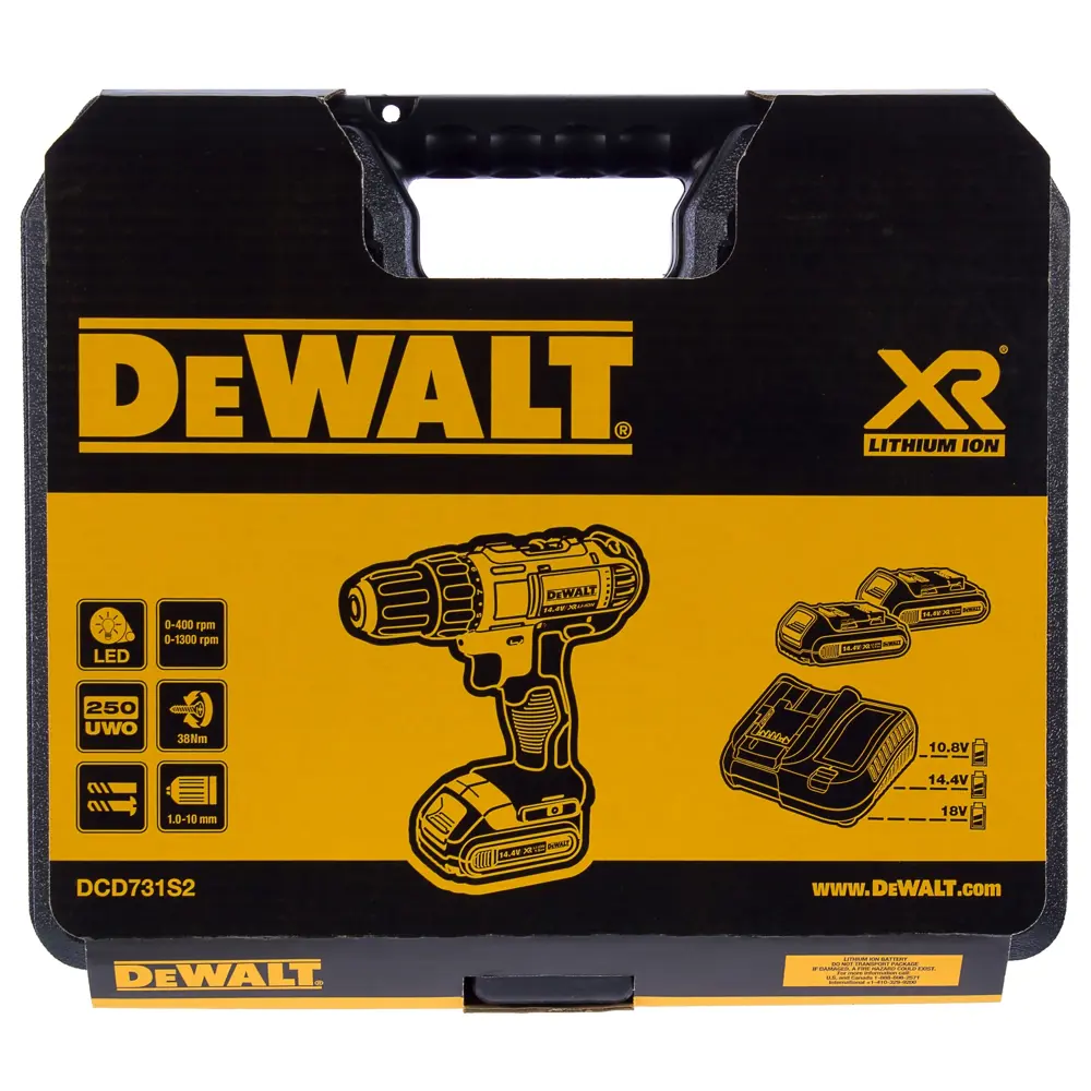 Шуруповерт аккумуляторный DeWalt DCD731S2, 14.4 В Li-ion 2х1.5 Ач STLM-2117826 - Вид №4