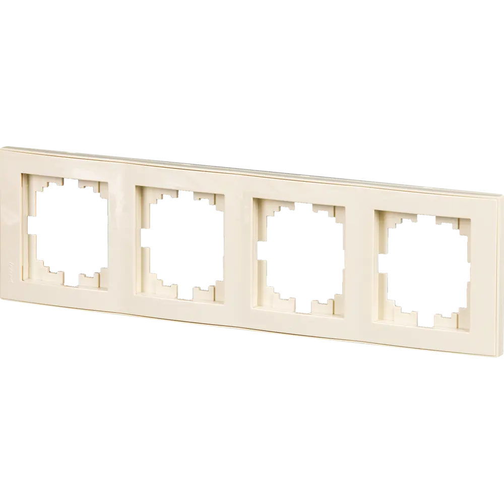 Рамка для розеток и выключателей Lezard Rain 4 поста, цвет бежевый STLM-2209006 - Вид №1