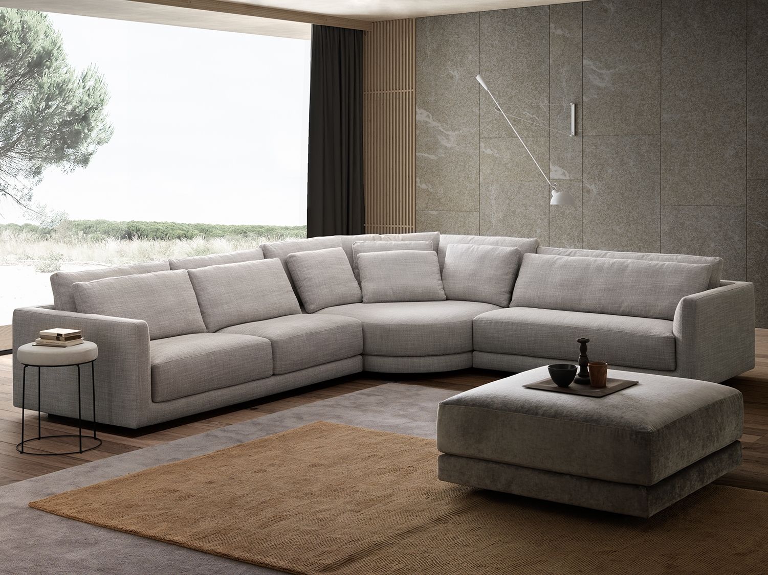 Секционный угловой диван из ткани VALENTINI Александр ARCH-00134967