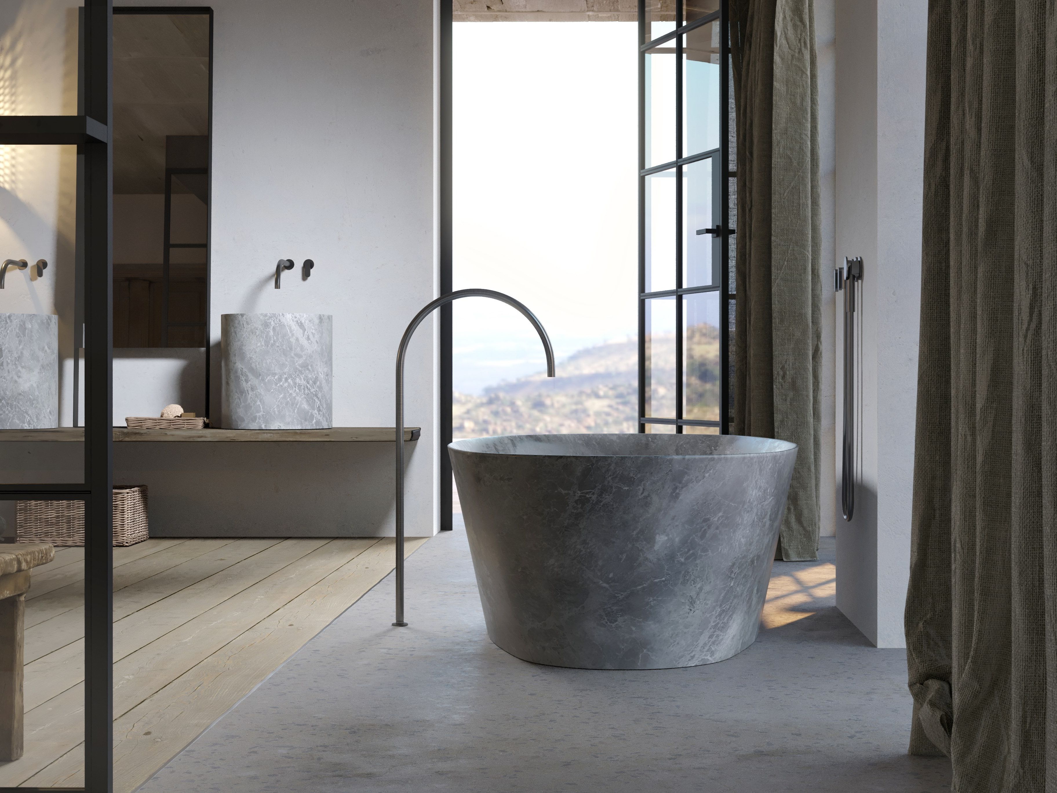 Мраморная овальная ванна в центре комнаты COCOON Maison ARCH-00047825 - Вид №2