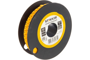 16240135 Кабель-маркер 3 для провода сеч.6мм, желтый, CBMR60-3 39126 STEKKER