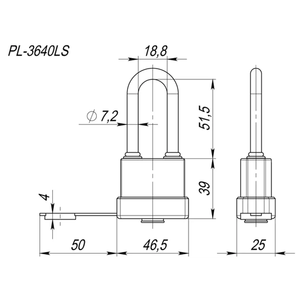 Замок навесной Fuaro PL-WEATHER-3640 LS 39x18.8 мм сталь STLM-2196125 - Вид №2