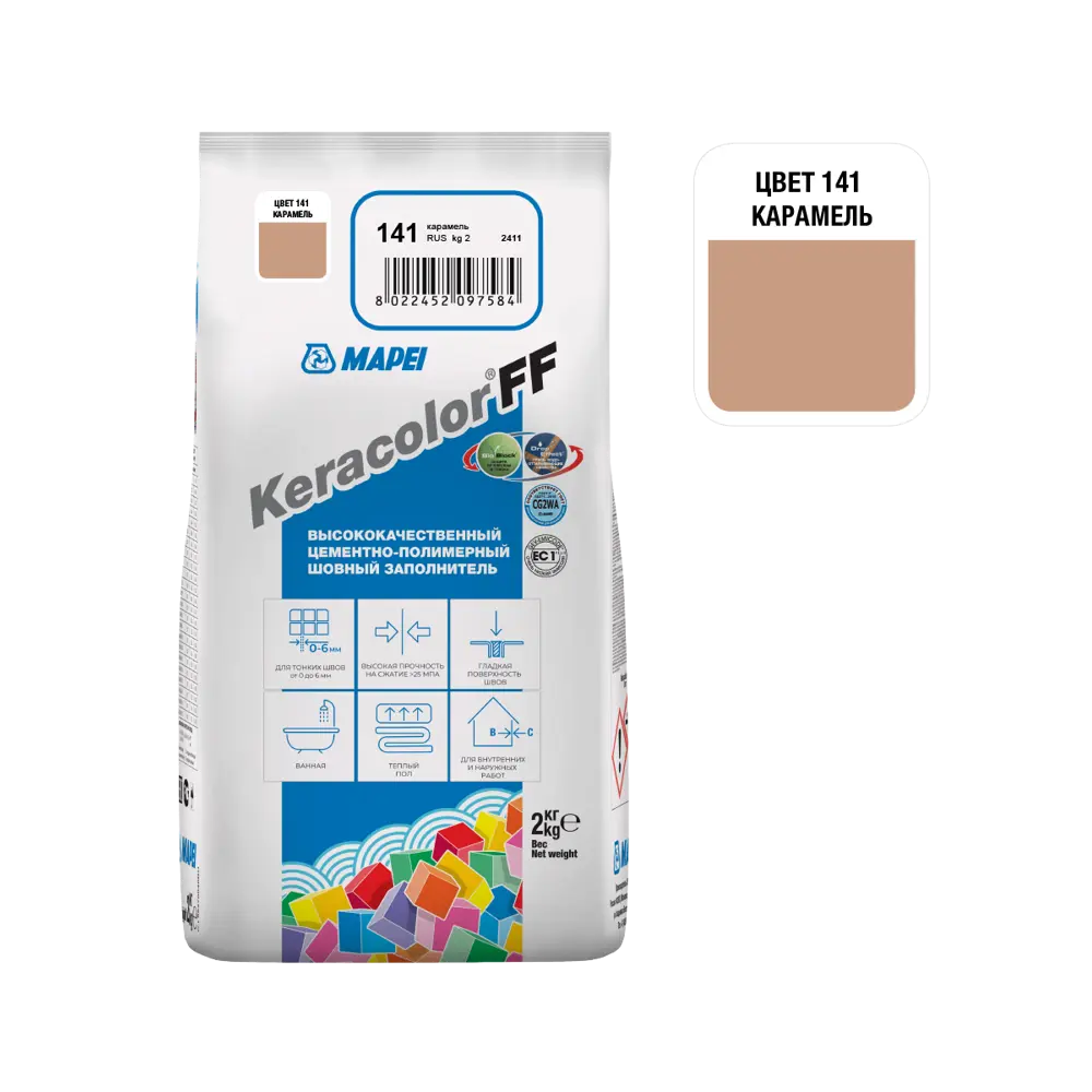 Затирка цементная MAPEI Keracolor FF 141 карамель для плитки и мозаики 81981440 STLM-0016530 - Вид №1