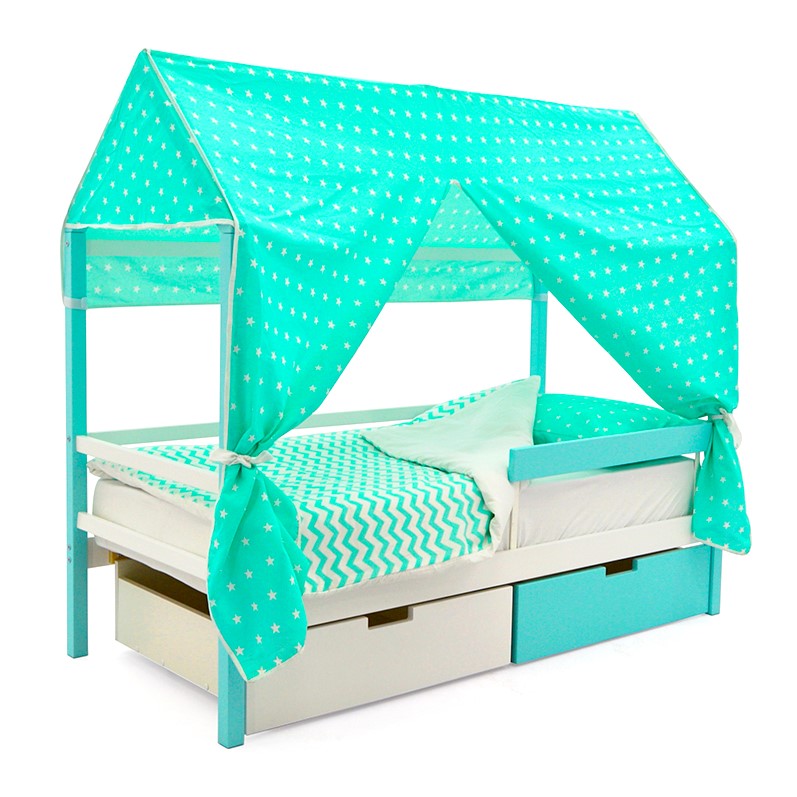 Крыша для кровати-домика текстильная Svogen звезды, фон мятный БЕЛЬМАРКО  00-3833093 Голубой Santreyd  - Вид №2