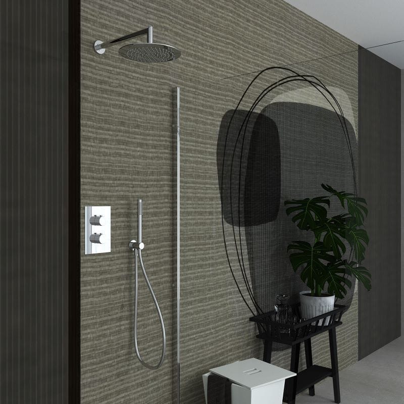 Хромированная металлическая душевая головка и ручной душ Ercos ROUND ARCH-00004203