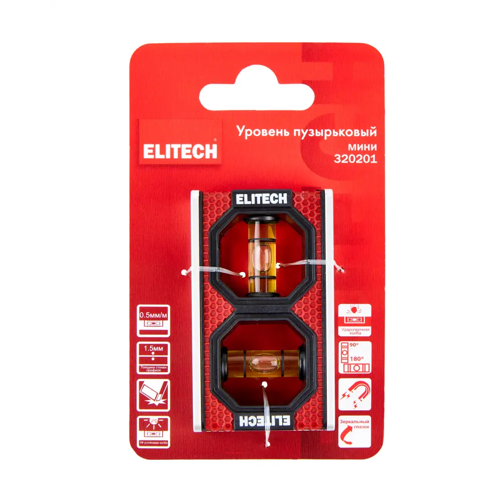 Уровень пузырьковый Elitech 320201 2 глазка магнитный 150 мм STLM-2152274 - Вид №8