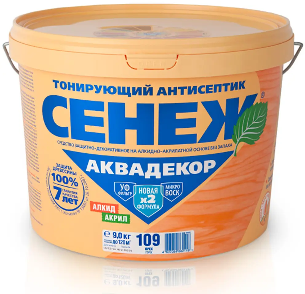 90249781 Антисептик СЕНЕЖ АКВАДЕКОР орех 9 л STLM-0149566