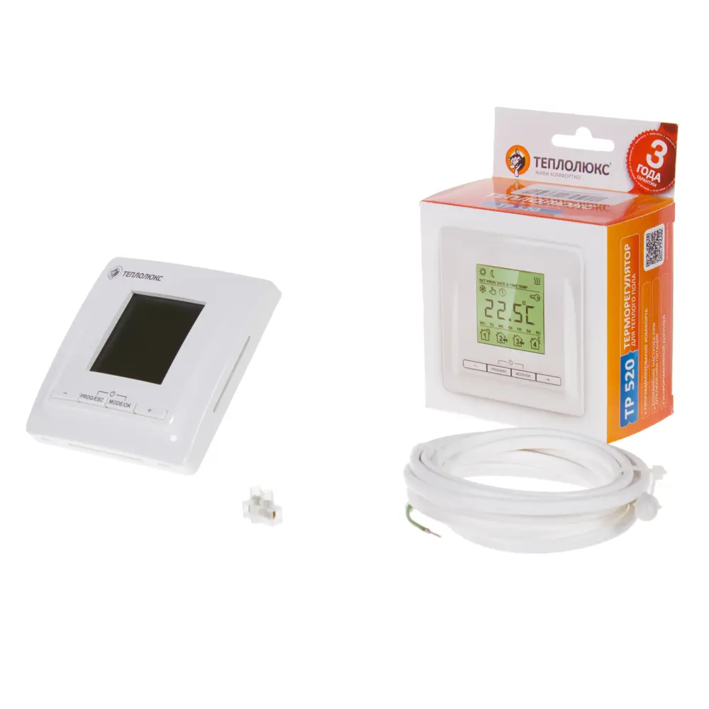 Терморегулятор для теплого пола Теплолюкс ТР 520 цифровой программируемый, 3500 Вт, цвет белый STLM-2151993 - Вид №1