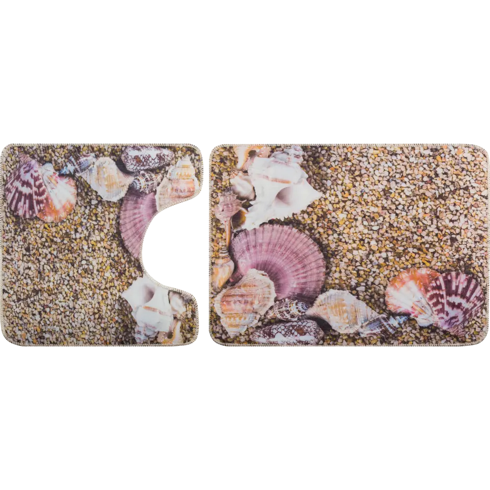 Набор ковриков для ванной комнаты Ракушки цвет коричневый PRIMANOVA STLM-2154860