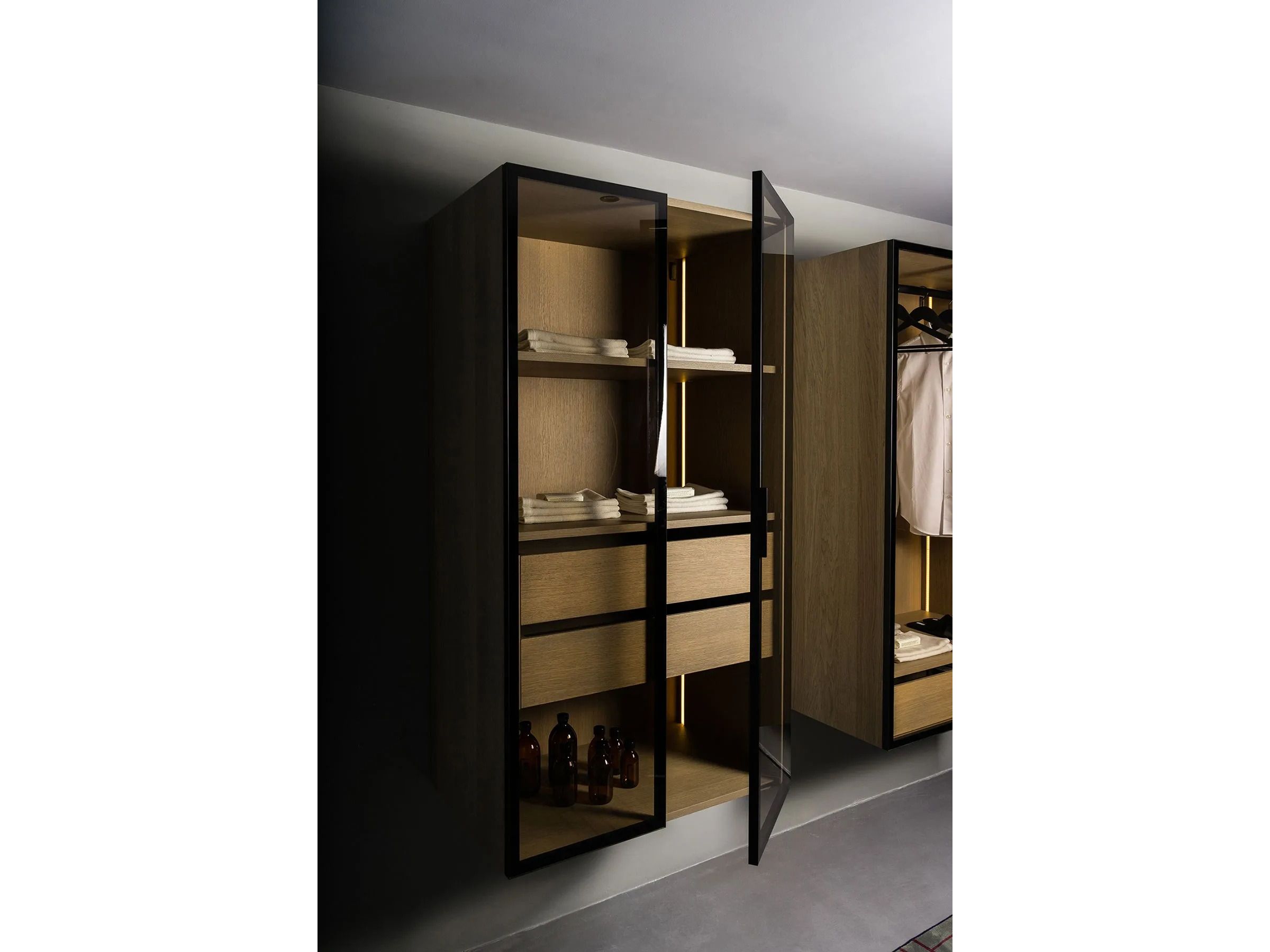 Деревянный шкаф для ванной комнаты со стеклянными дверцами Inbani слой ARCH-00041215 - Вид №7