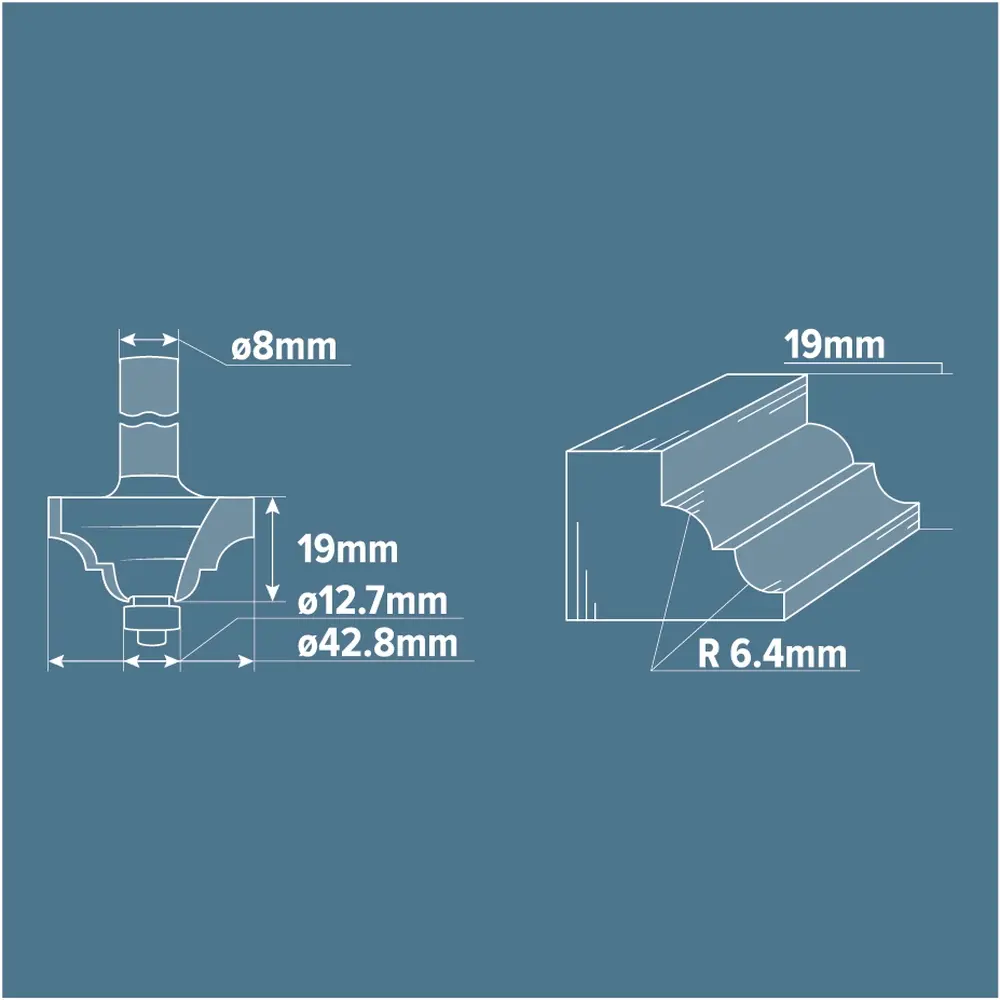 Фреза кромочная калевочная Brigadier, D42.8х19 мм STLM-2062555 - Вид №5