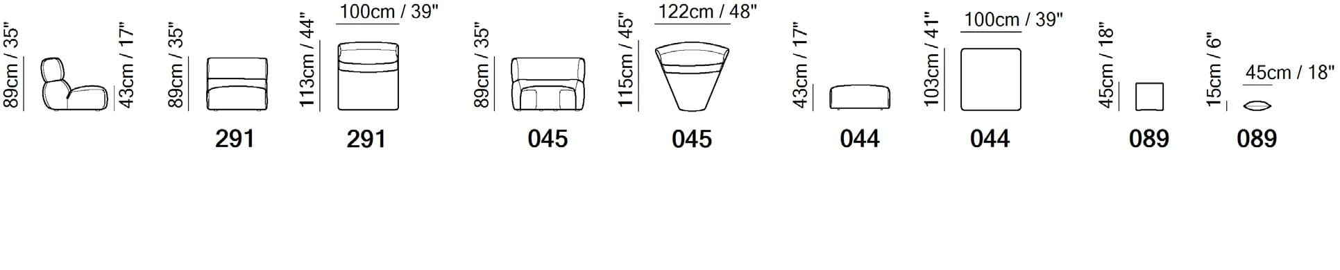 Модульный тканевый диван с журнальной стойкой Natuzzi Italia момент ARCH-00111418 - Вид №4