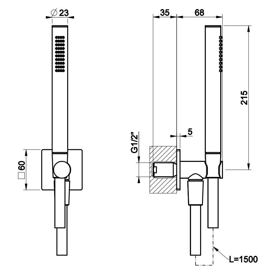 Хромированный латунный ручной душ с гибким Gessi реверс ARCH-00052412 - Вид №2
