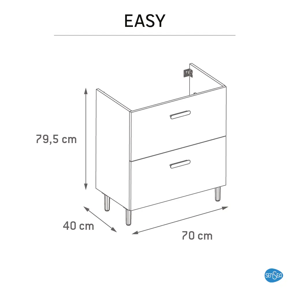 Тумба под раковину Sensea Easy напольная 70 см с двумя ящиками цвет дуб STLM-2050744 - Вид №9