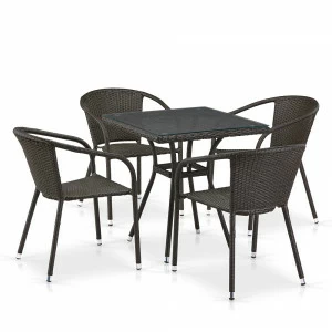 Мебель садовая коричневая, стулья и стол на 4 персоны Moter AFINA  241080 Коричневый