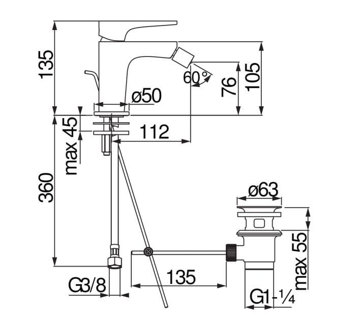 Смеситель для биде с одной ручкой Nobili Yoyo ARCH-00097244 - Вид №1