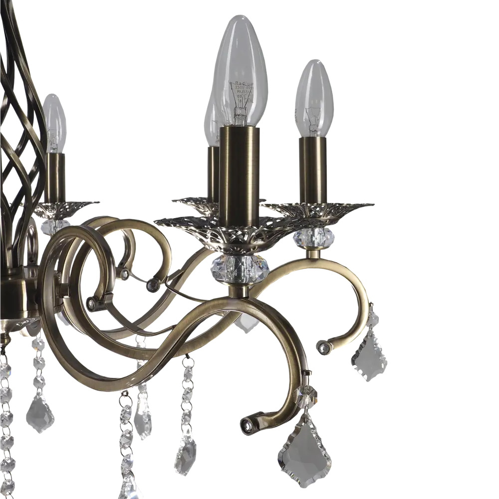 Люстра хрустальная подвесная Виктория 8xE14x60 Вт, металл/стекло, цвет бронза WINK STLM-2096439 - Вид №7