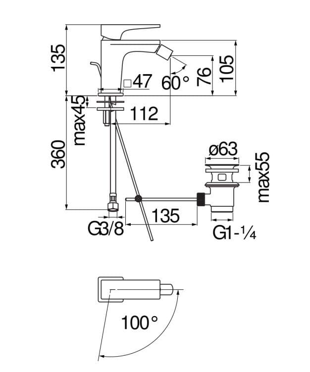 Смеситель для биде с одной ручкой Nobili Seven ARCH-00102507 - Вид №2