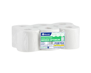 POB702 Туалетная бумага OPTIMUM CENTER PULL белая, диаметр 17 см, длина 120 м, двухслойная, в пачке 6 шт. Merida