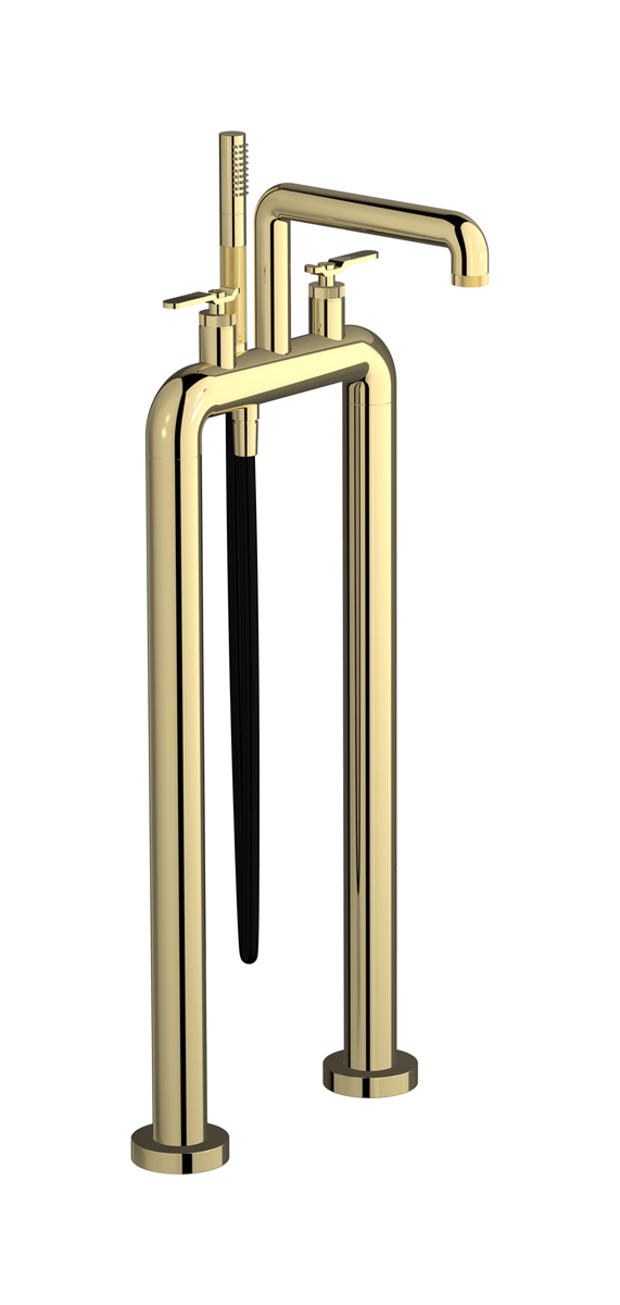 Напольный смеситель для ванны с 2 колоннами и душевым гарнитуром. WE ARE IB b2700ii Pale Gold Bold