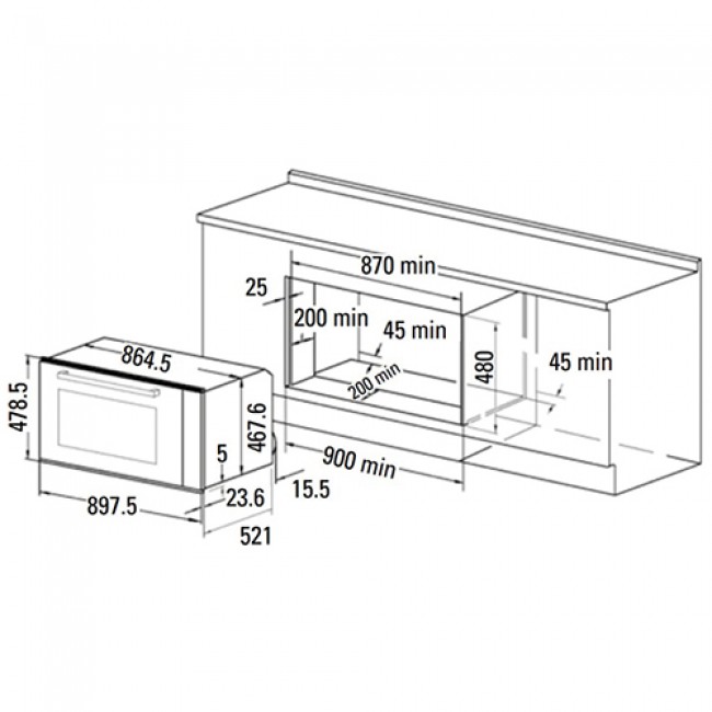 9956670 Газовый духовой шкаф Cata HFG-900 AS 750 STDN-0029513 - Вид №1