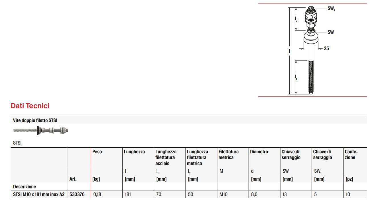 Винт с двойной резьбой из нержавеющей стали FISCHER Fischer STSI ARCH-00091426 - Вид №3