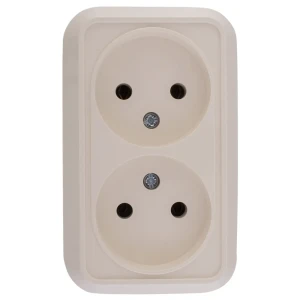 Розетка двойная накладная Makel SivaUstu без заземления, цвет кремовый