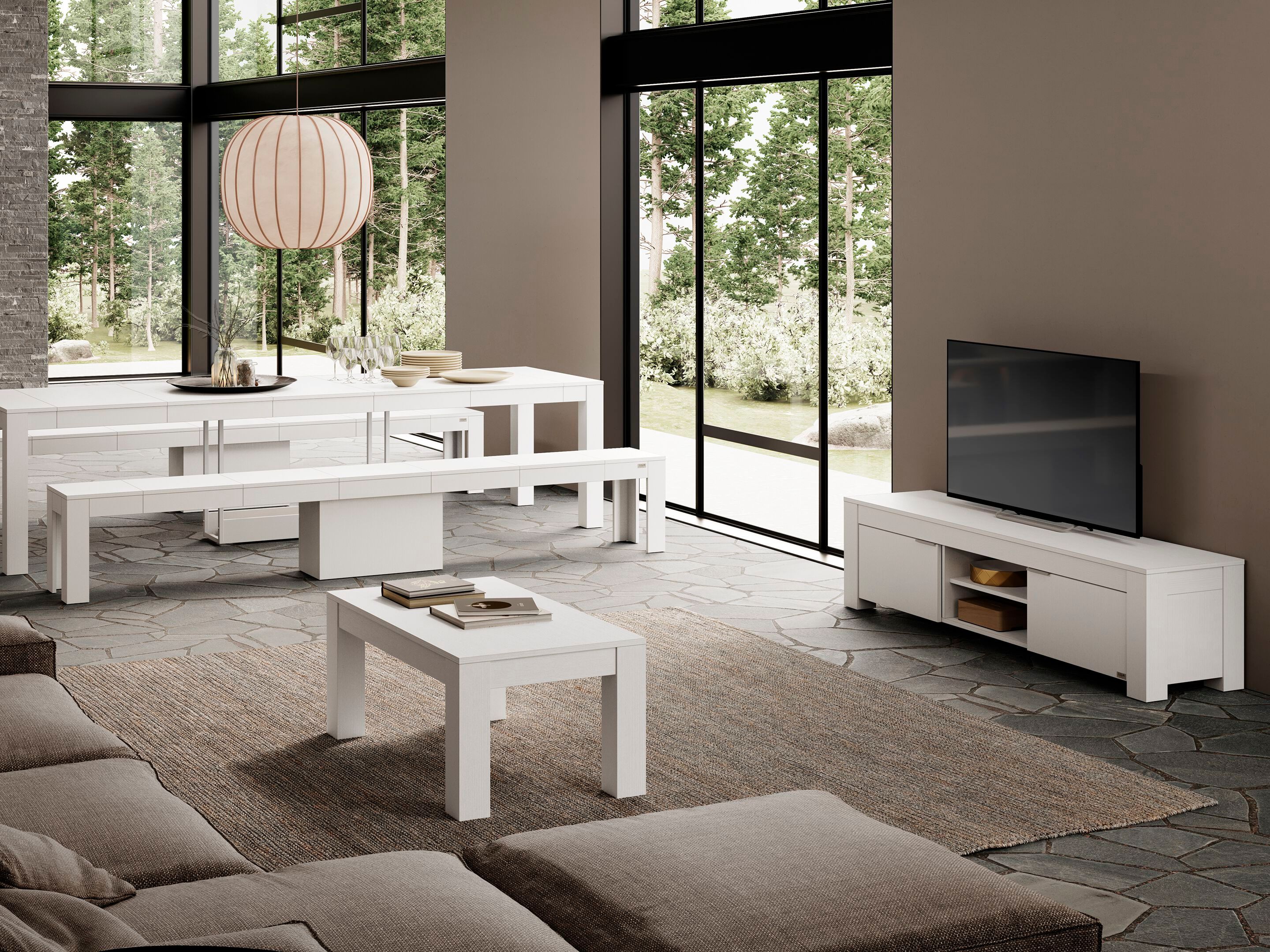 Низкий ТВ-шкаф из белого ясеня Mobili Fiver Rachele ARCH-00084339 - Вид №3